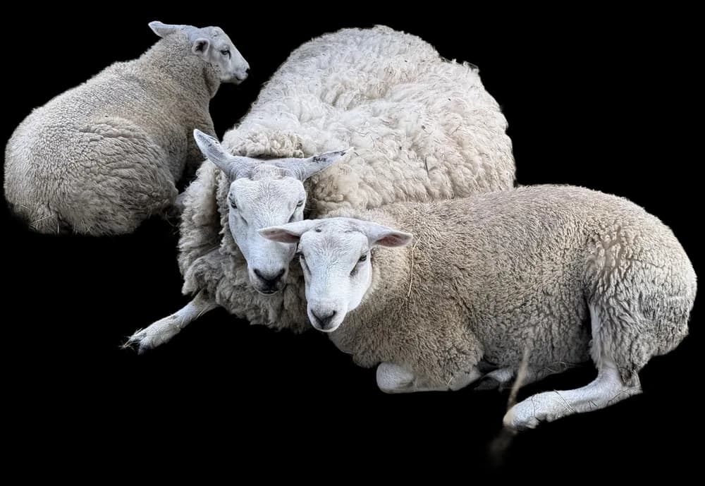Zwei neugierige Schafe von der Weide
