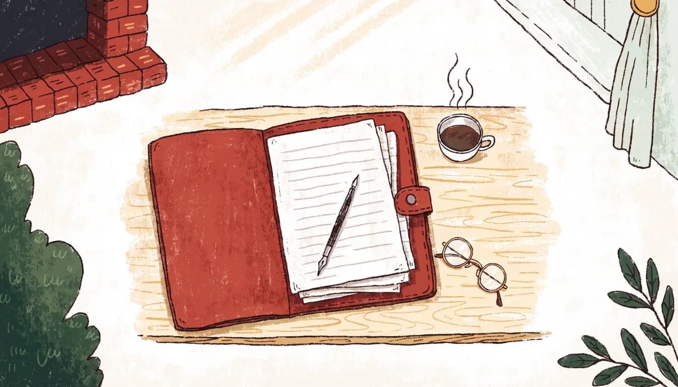 Illustration: Handwerker-Angebot in einer Mappe auf dem Küchentisch mit Kaffee und Brille